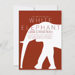 Moderne Witte Olifant Vakantie Party Invite Kaart
