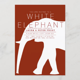 Moderne Witte Olifant Vakantie Party Invite Kaart