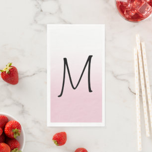 Moderne witte ombre-monogram servet