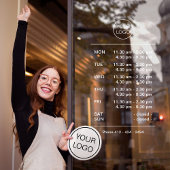 Moderne witte openingstijden met break business raamsticker