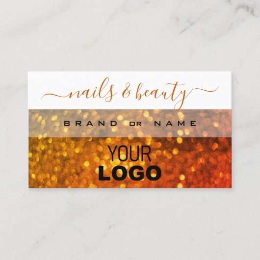 Moderne witte Oranje goudglitter met Logo Visitekaartje (Voorkant)