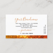 Moderne witte Oranje goudhoudende glitter Glamoure Visitekaartje (Achterkant)