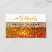 Moderne witte Oranje goudvlek Glitter Monogram Visitekaartje (Voorkant)