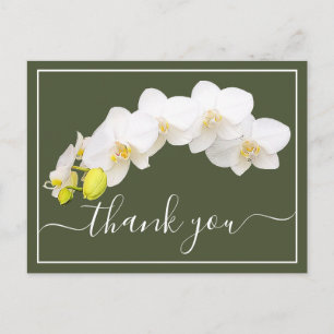 Moderne Witte Orchidee Elegante Botanische Dankbet Briefkaart
