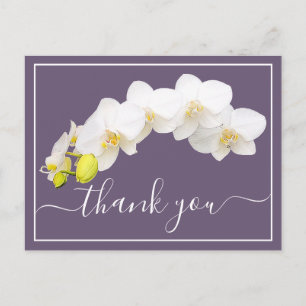 Moderne Witte Orchidee Elegante Botanische Dankbet Briefkaart