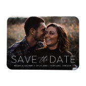 Moderne witte overlay save the date foto magneet (Horizontaal)