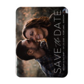 Moderne witte overlay save the date foto magneet (Verticaal)