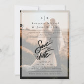 Moderne witte overmatig foto minimalistische uitno save the date (Voorkant)