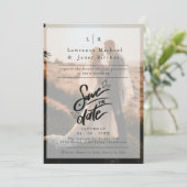 Moderne witte overmatig foto minimalistische uitno save the date (Staand voorkant)