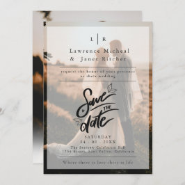 Moderne witte overmatig foto minimalistische uitno save the date