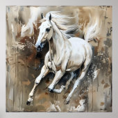 Moderne Witte Paard Schilderen Esthetische Wandkun Poster (Voorkant)
