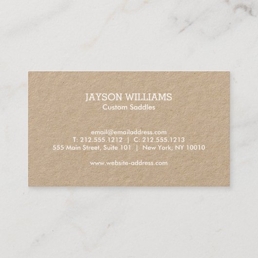 Moderne witte paard zeefdruk op Kraft Visitekaartje (Achterkant)