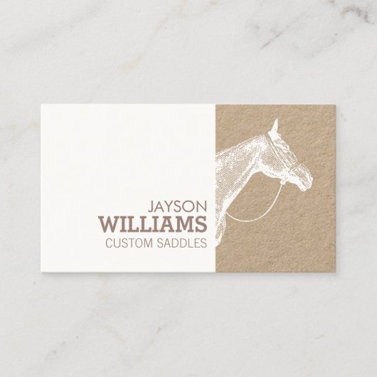 Moderne witte paard zeefdruk op Kraft Visitekaartje (Voorkant)