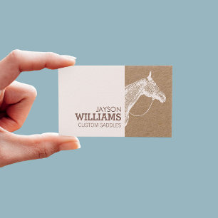 Moderne witte paard zeefdruk op Kraft Visitekaartje