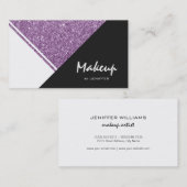 Moderne witte Paarse glitter zwarte driehoek Visitekaartje (Voorkant / Achterkant)