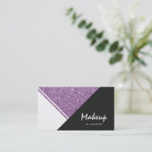 Moderne witte Paarse glitter zwarte driehoek Visitekaartje (Staand voorkant)