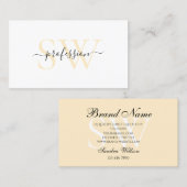 Moderne witte parelkoraal met grafisch monogram visitekaartje (Voorkant / Achterkant)