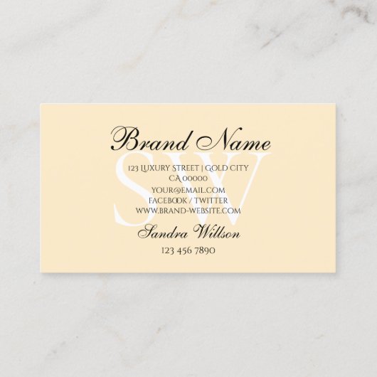 Moderne witte parelkoraal met grafisch monogram visitekaartje (Achterkant)