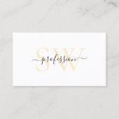 Moderne witte parelkoraal met grafisch monogram visitekaartje (Voorkant)