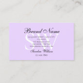 Moderne witte pasteellavendel met Initialen Visitekaartje (Achterkant)