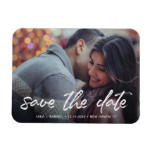 Moderne witte penseel schrift foto save the date