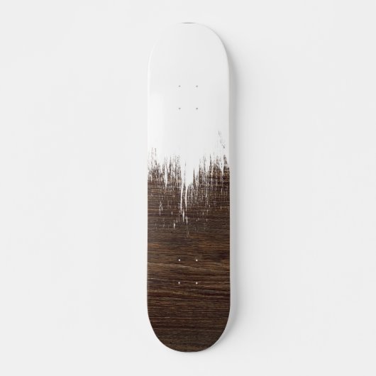 Moderne witte penseelstreken verven roestbruin hou skateboard (Voorkant)