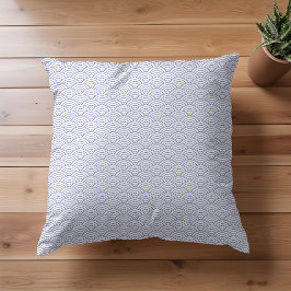 Moderne Witte Periwinkle Japanse Golfpatroon Kussen