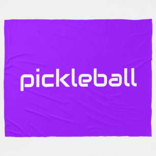 Moderne witte PICKLEBALL tekst op fel Paarse Fleece Deken