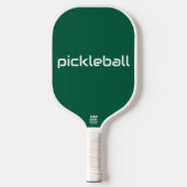 Moderne witte PICKLEBALL tekst op Hunter Green Paddle (Voorkant)