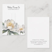 Moderne Witte Pioenen Bloemen Haarclip Display Kaa Contactkaartje (Voorkant / Achterkant)