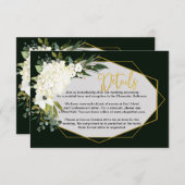 Moderne, witte, platte gouden geometrische zwarte informatiekaartje (Voorkant / Achterkant)