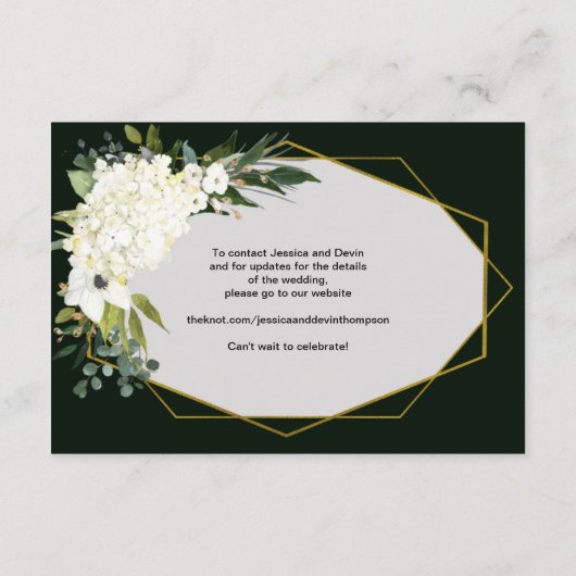 Moderne, witte, platte gouden geometrische zwarte informatiekaartje (Achterkant)