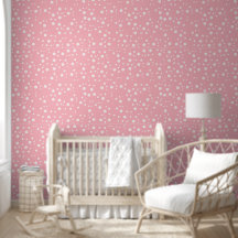 Moderne Witte Polka Dots op Roze voor Meisjeskamer
