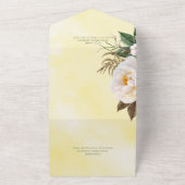 Moderne witte pony's Floral op geel diner All In One Uitnodiging (Buitenkant)