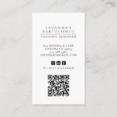 Moderne witte professionele zakelijke foto QR-code Visitekaartje (Achterkant)
