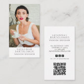Moderne witte professionele zakelijke foto QR-code Visitekaartje (Voorkant / Achterkant)