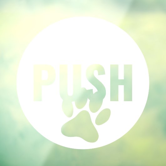 Moderne Witte PUSH & Pet Paw Linker Winkeldeur Raamsticker (Vel 3)