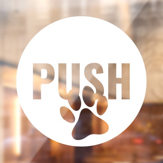 Moderne Witte PUSH & Pet Paw Rechter Winkel Deur Raamsticker (Vel 2)