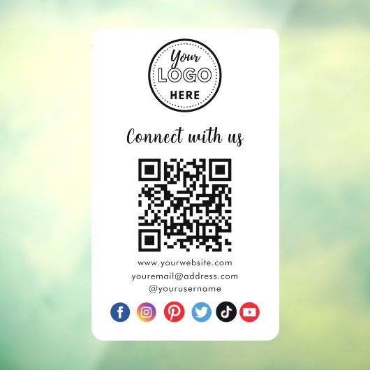 Moderne witte QR-code Een verbinding met sociale m Raamsticker (Vel 3)