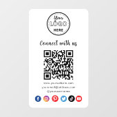 Moderne witte QR-code Een verbinding met sociale m Raamsticker (Vel)