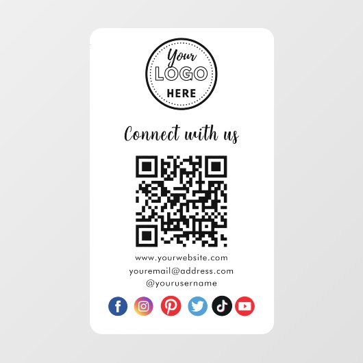 Moderne witte QR-code Een verbinding met sociale m Raamsticker (Vel)