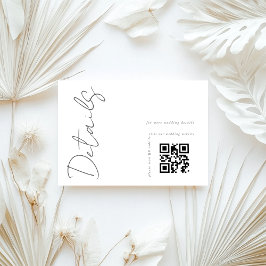 Moderne witte QR-code huwelijksdetails Informatiekaartje