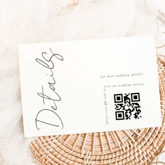 Moderne Witte QR-code Trouwdetails Informatiekaartje