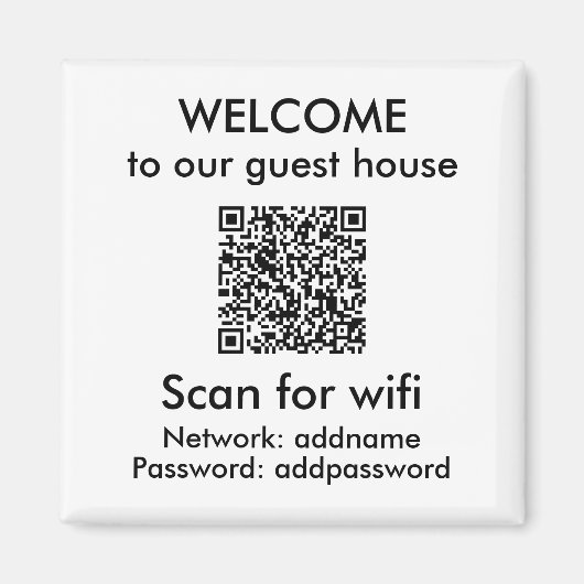 Moderne witte QR code Wifi info Airbnb verhuur Magneet (Voorkant)