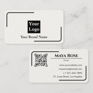 Moderne Witte QR-code Zakelijke Kaart Aangepaste L Visitekaartje
