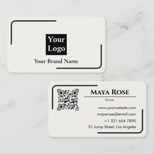 Moderne Witte QR-code Zakelijke Kaart Aangepaste L Visitekaartje (Voorkant / Achterkant)