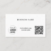 Moderne Witte QR Code Zakelijke Logo Klantenkaartje (Achterkant)
