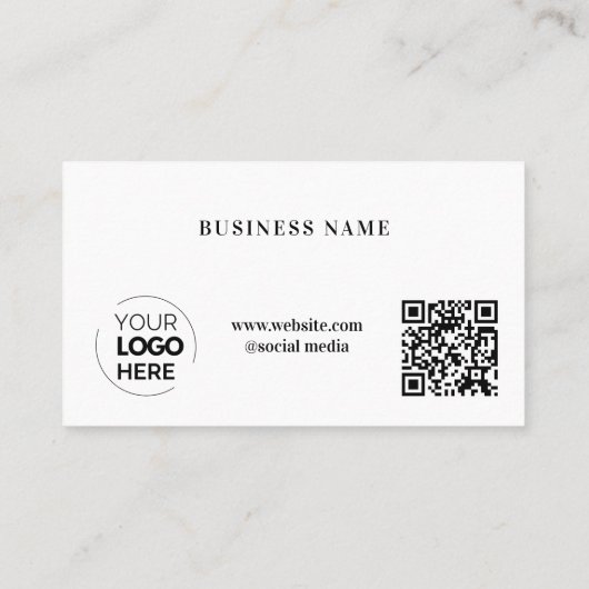 Moderne Witte QR Code Zakelijke Logo Klantenkaartje (Achterkant)