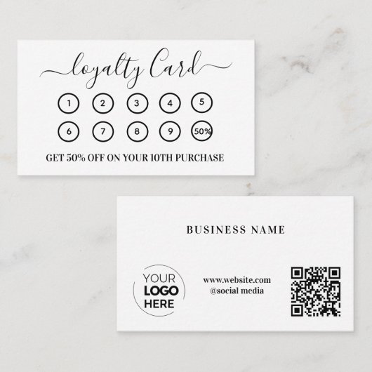 Moderne Witte QR Code Zakelijke Logo Klantenkaartje (Voorkant / Achterkant)