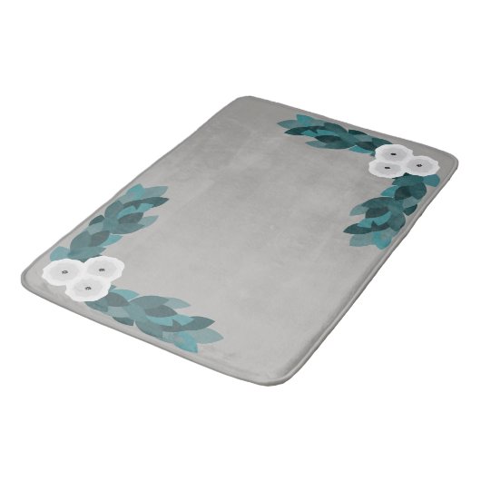 Moderne witte Ranunculus Flowers & Foliage Badmat (Gekanteld)